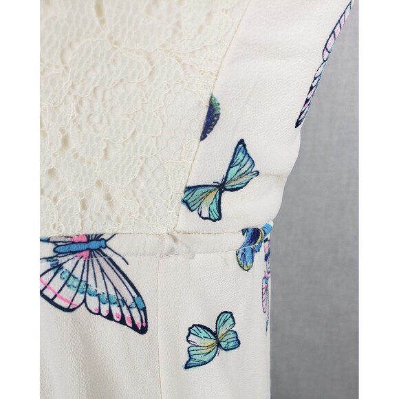 Candie's Dress Womens XS White Butterfly Print Lace Maxi Fairycore Summer Boho - Picture 4 of 9
